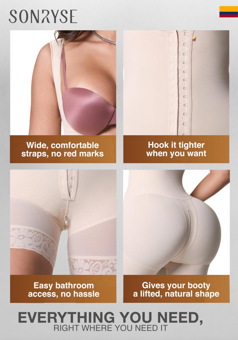 Sonryse Shapewear for women Fajas Colombianas Moldeadoras | Stage 2 Faja Tummy Control Shapewear after Tummy Tuck and Liposuction Beige Large - Image 3